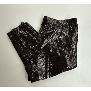 Torrid Sylvia Mollie Sequin Black Pull On Pants Tapered Party Holiday - Size 24